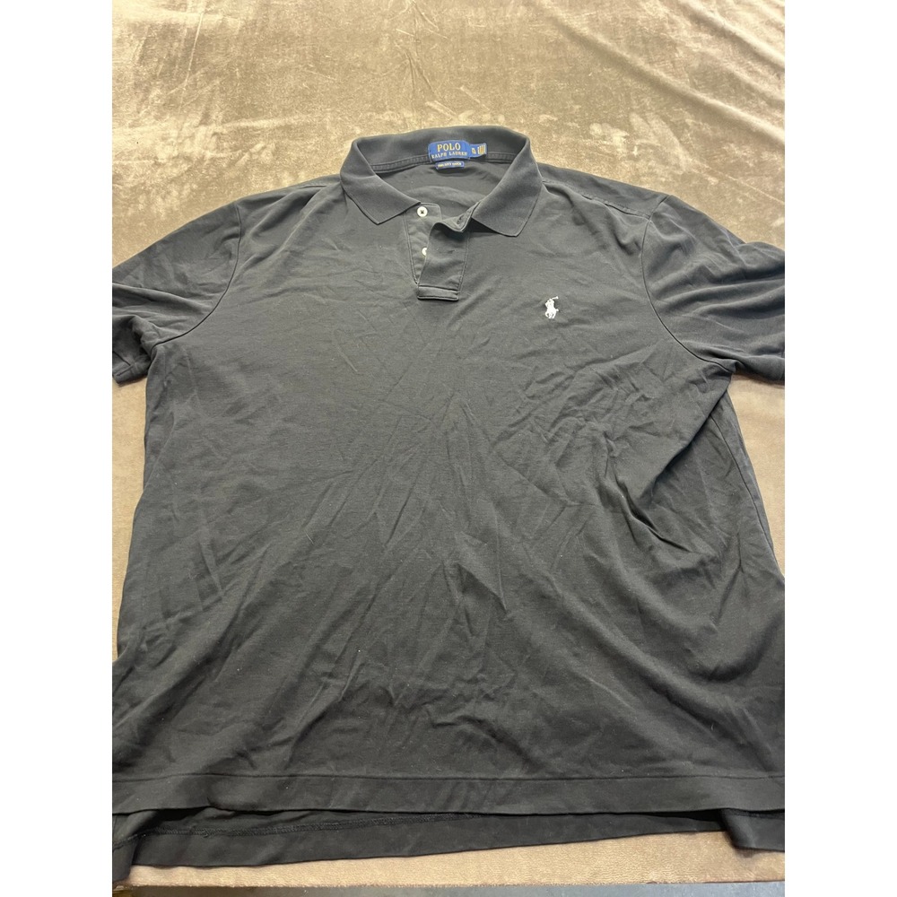 Polo Ralph Lauren Mens XL Black Pima Soft Touch Short Sleeve Polo Shirt‎ Pony